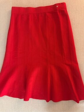 Carolina Herrera Vibrant Red Flared A-Line Skirt